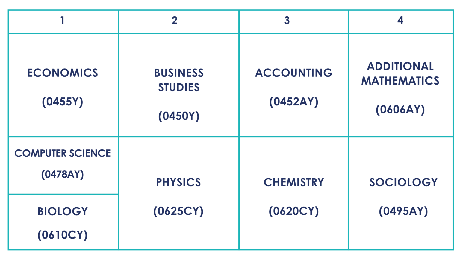 Elective subjects available